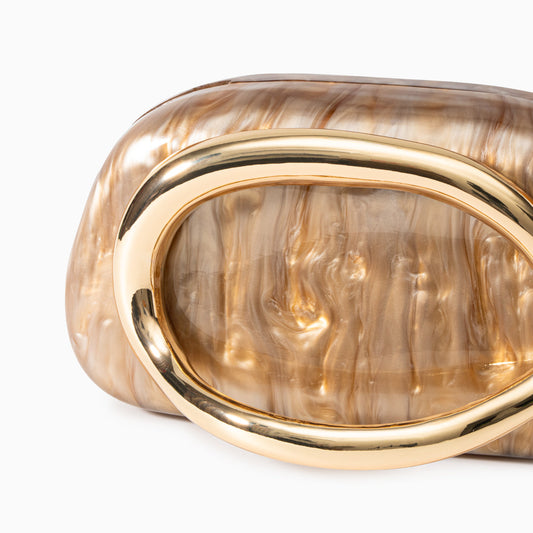 Bolso Dayja | Clutch Nacarado con Detalle Escultórico