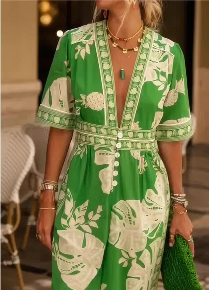 Éveline | Vestido evasé con motivos de mariposa