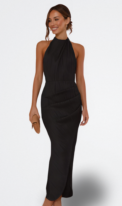 Vestido Celia | Halter Texturizado y Falda Cruzada