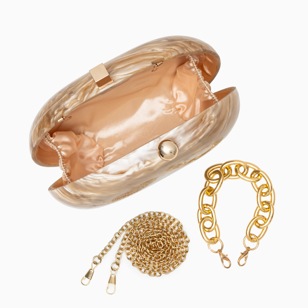 Bolso Zariya | Clutch Dorado con Diseño Orgánico