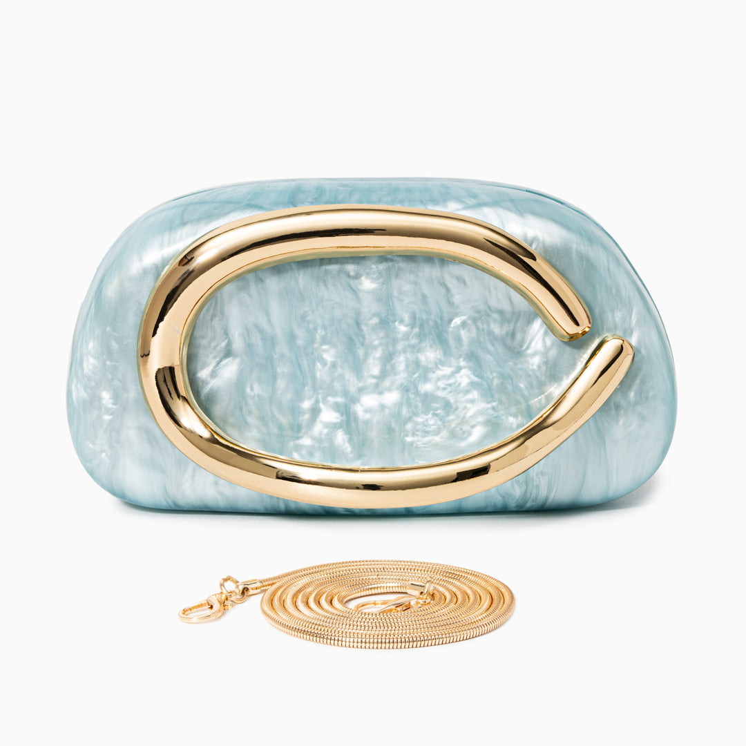 Bolso Dayja | Clutch Nacarado con Detalle Escultórico