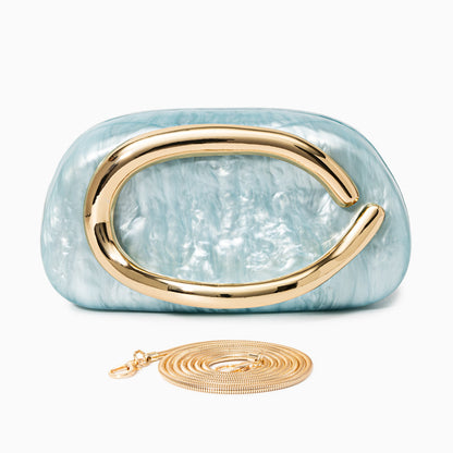 Bolso Dayja | Clutch Nacarado con Detalle Escultórico