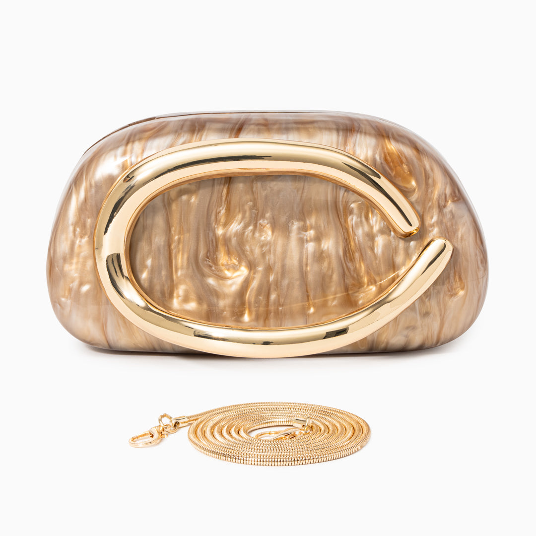 Bolso Dayja | Clutch Nacarado con Detalle Escultórico