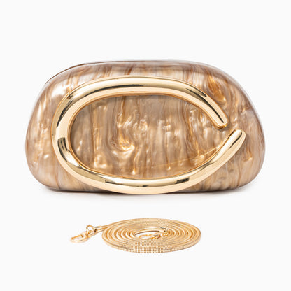 Bolso Dayja | Clutch Nacarado con Detalle Escultórico