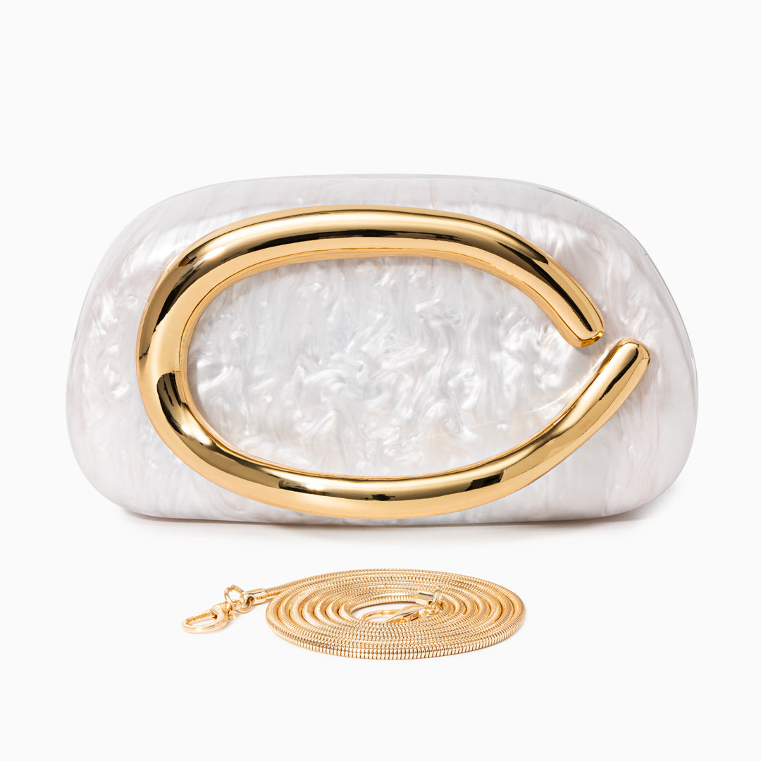 Bolso Dayja | Clutch Nacarado con Detalle Escultórico
