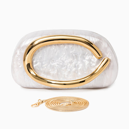 Bolso Dayja | Clutch Nacarado con Detalle Escultórico