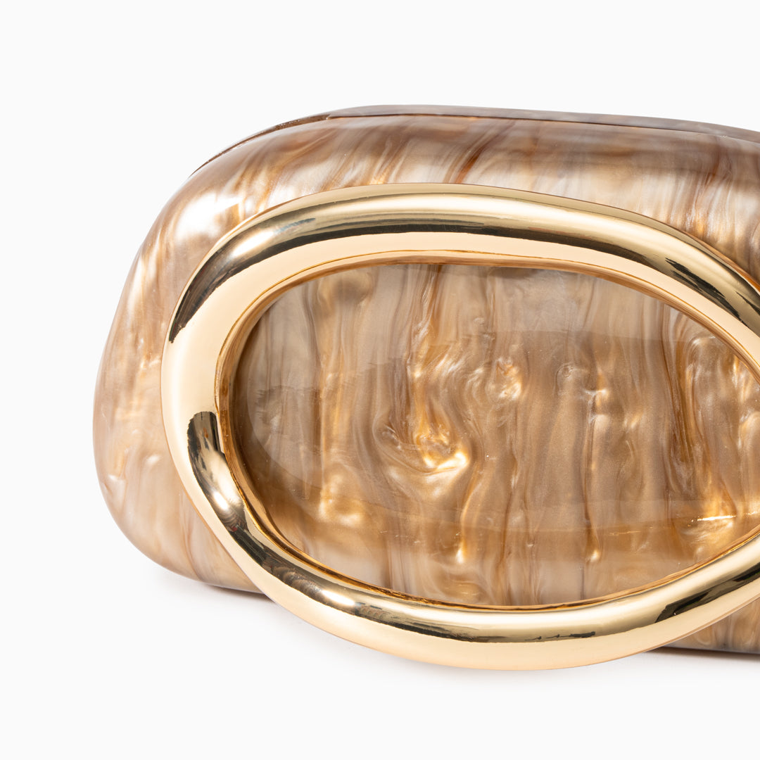 Bolso Dayja | Clutch Nacarado con Detalle Escultórico