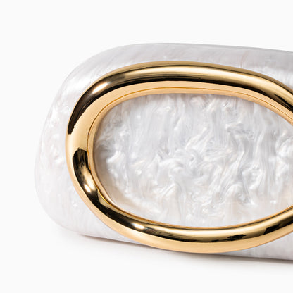 Bolso Dayja | Clutch Nacarado con Detalle Escultórico