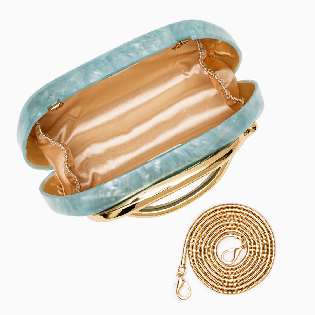 Bolso Dayja | Clutch Nacarado con Detalle Escultórico