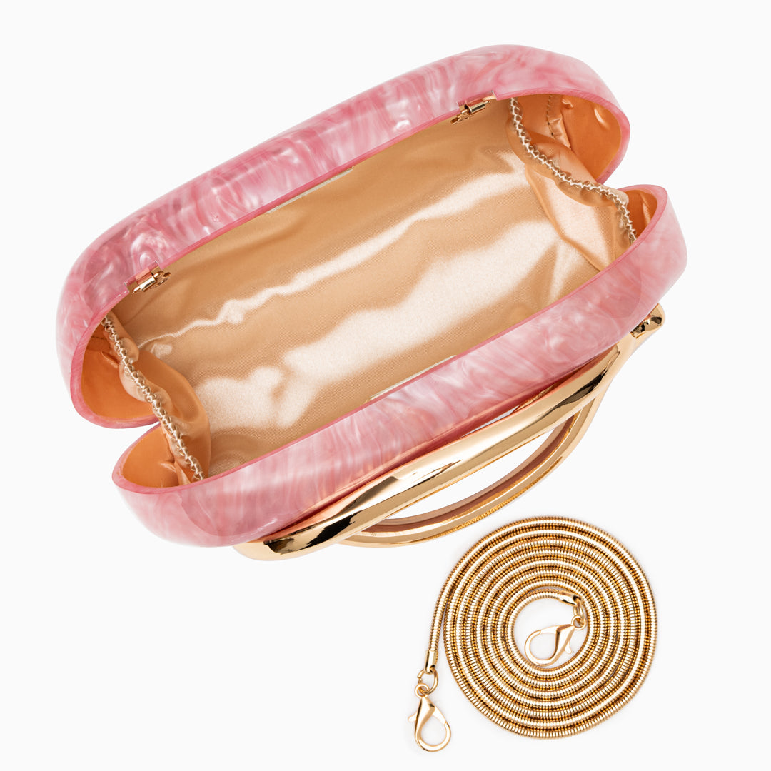 Bolso Dayja | Clutch Nacarado con Detalle Escultórico