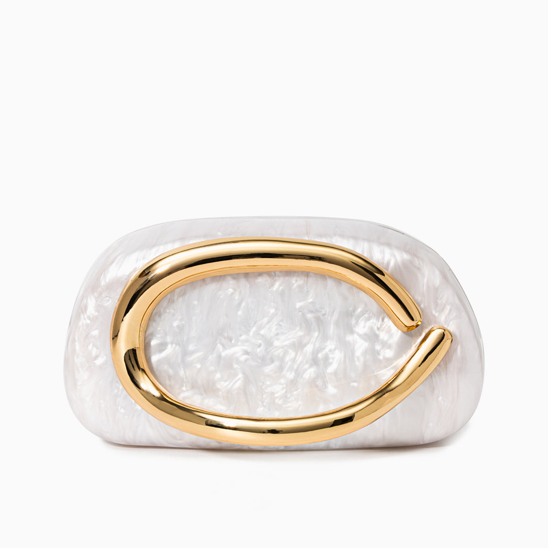 Bolso Dayja | Clutch Nacarado con Detalle Escultórico