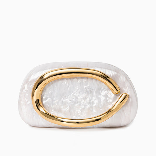 Bolso Dayja | Clutch Nacarado con Detalle Escultórico