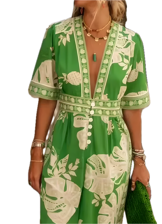 Éveline | Vestido evasé con motivos de mariposa