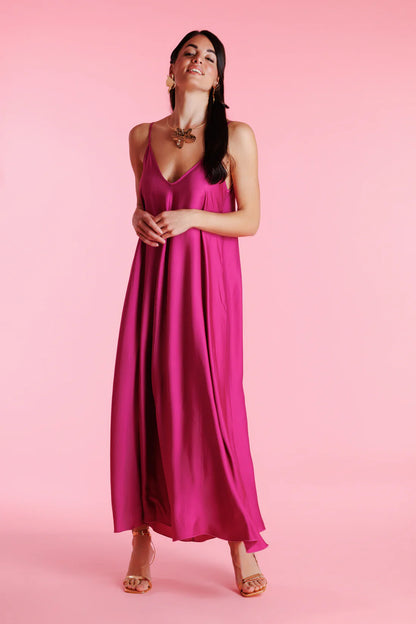 Dalia | Vestido sin mangas satinado de corte fluido