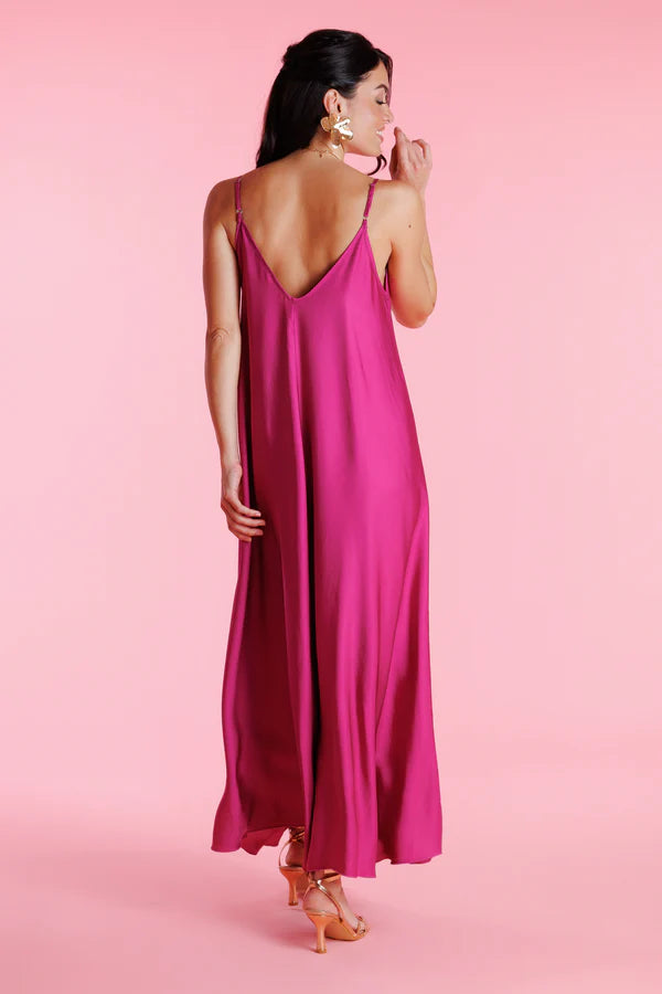 Dalia | Vestido sin mangas satinado de corte fluido