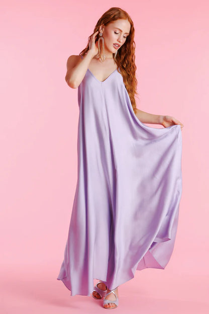 Dalia | Vestido sin mangas satinado de corte fluido