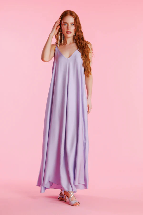 Dalia | Vestido sin mangas satinado de corte fluido