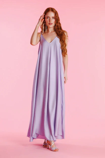 Dalia | Vestido sin mangas satinado de corte fluido