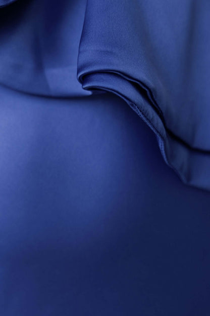 Vestido Janiyah | Maxi Satén Azul Eléctrico con Volantes