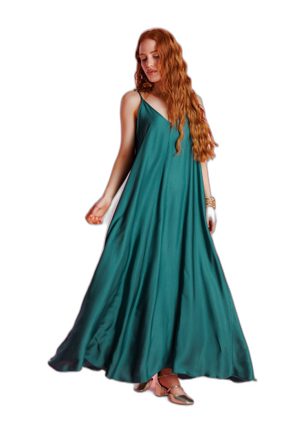 Dalia | Vestido sin mangas satinado de corte fluido