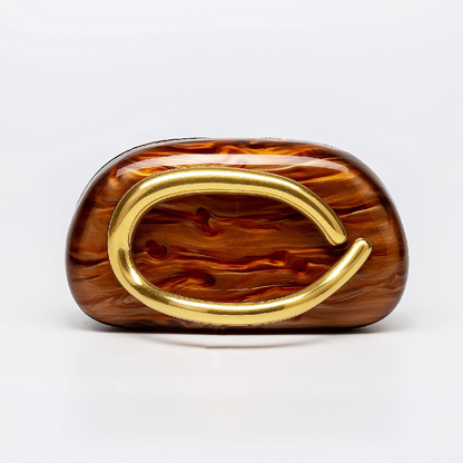 Bolso Dayja | Clutch Nacarado con Detalle Escultórico